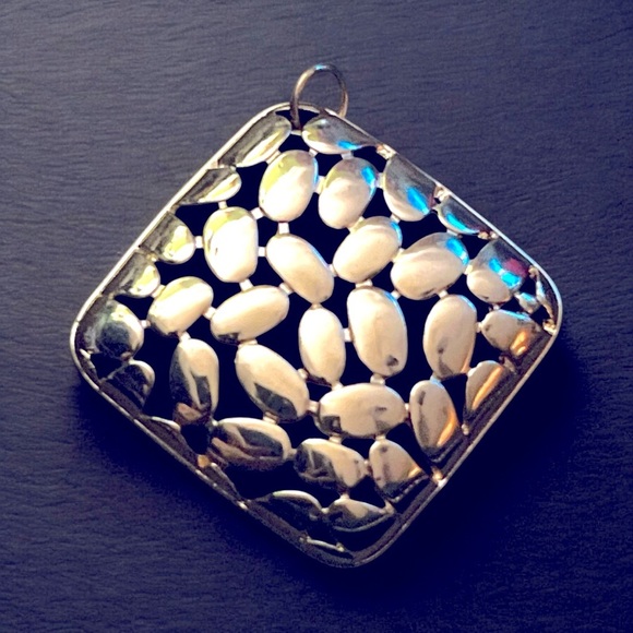 Gold Square Bean Style Pendant - Picture 1 of 2